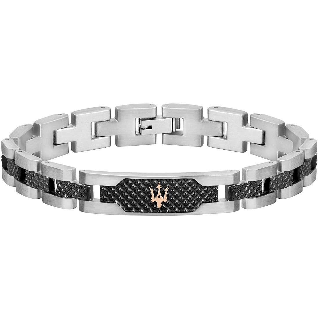 Bracciale Uomo Acciaio Maserati Logo Centrale Blu Semirigido JM419ASC01