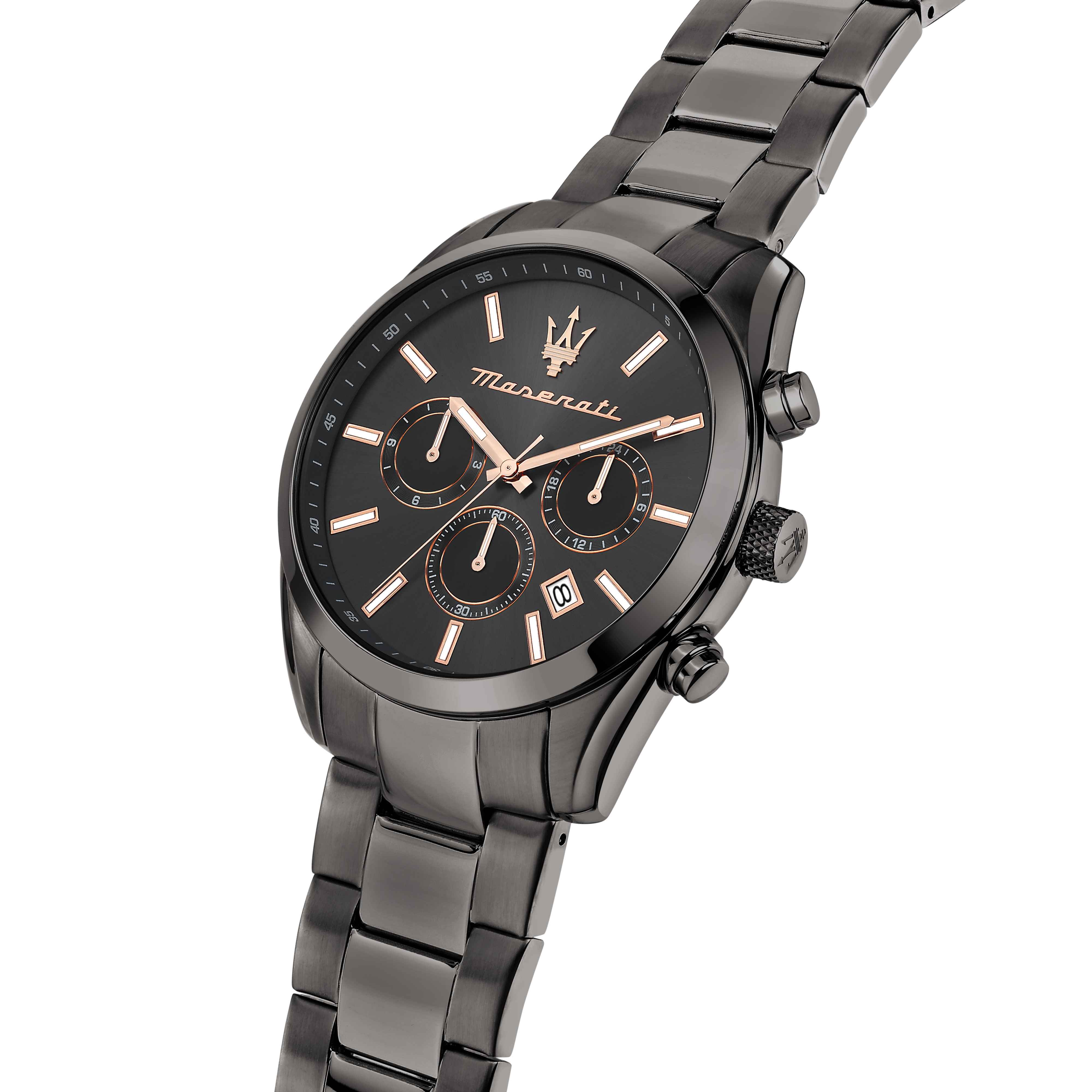 Orologio Uomo Maserati Acciaio Nero Lucido Quarzo Cronografo Data Rosè R8853151001