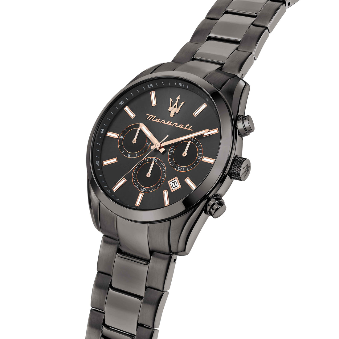 Orologio Uomo Maserati Acciaio Nero Lucido Quarzo Cronografo Data Rosè R8853151001