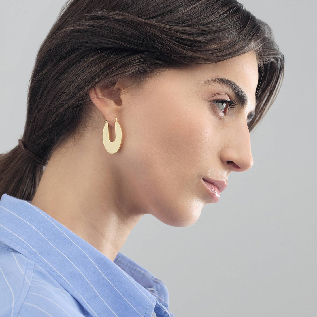 Orecchini Donna Unoaerre Cerchi Ovali Bronzo Dorato Lastra Lucido 566207