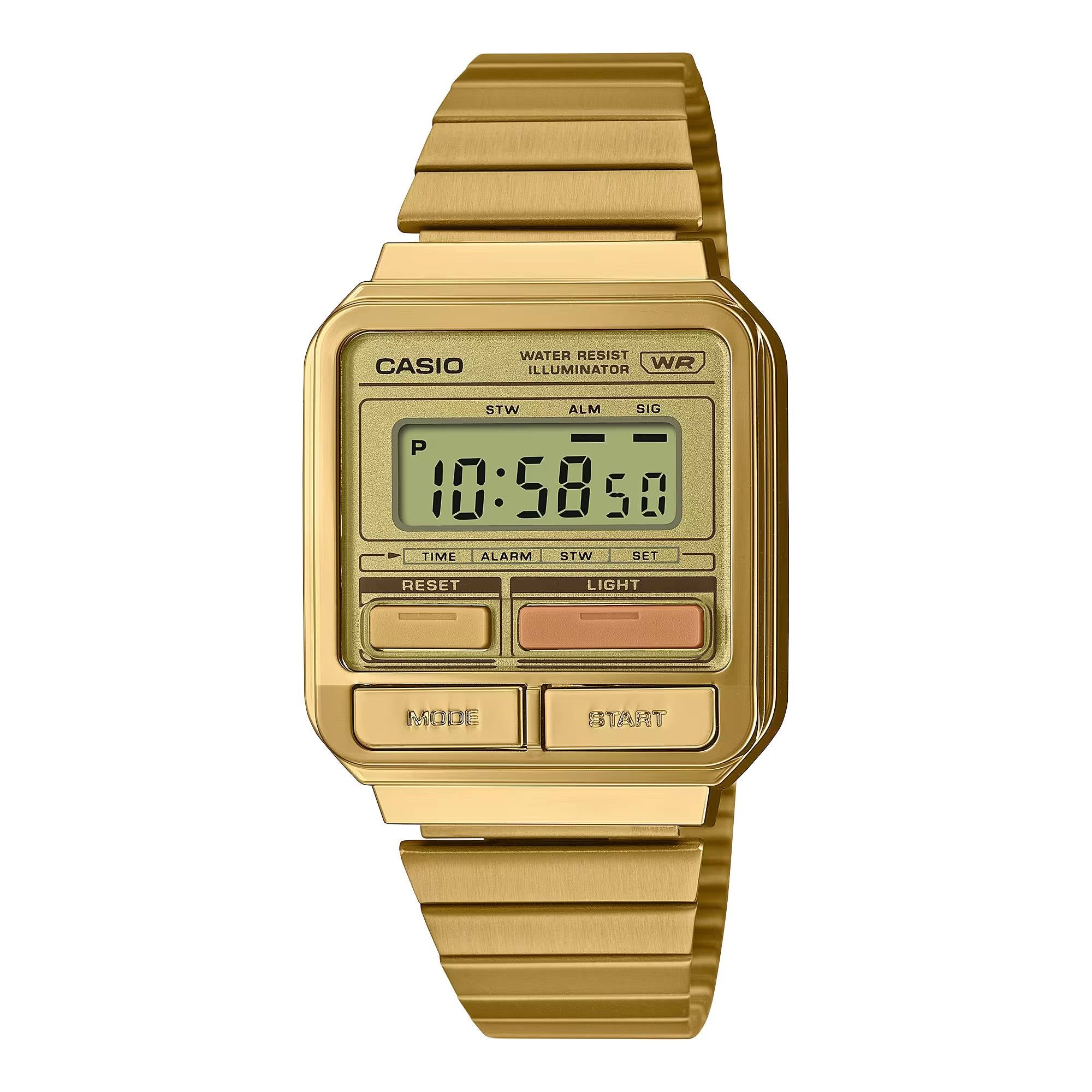 Orologio Unisex Casio Acciaio Dorato Lucido Satinato Quarzo Digitale A120WEG-9AEF
