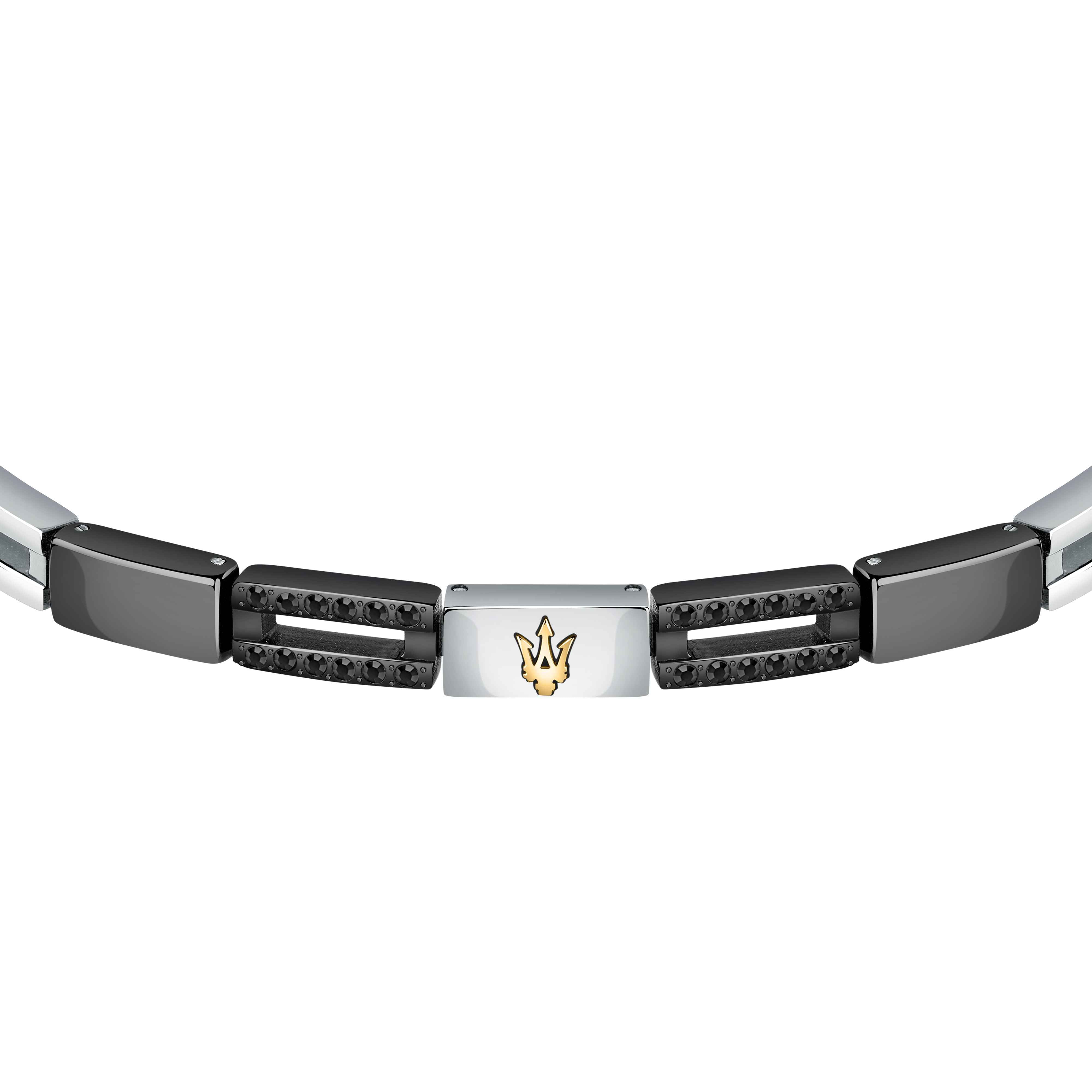 Bracciale Uomo Maserati Acciaio Traforato Ceramica Nera Zirconi Neri JM223ATZ22