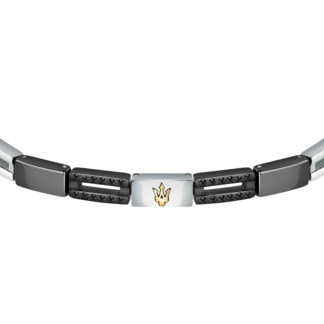 Bracciale Uomo Maserati Acciaio Traforato Ceramica Nera Zirconi Neri JM223ATZ22