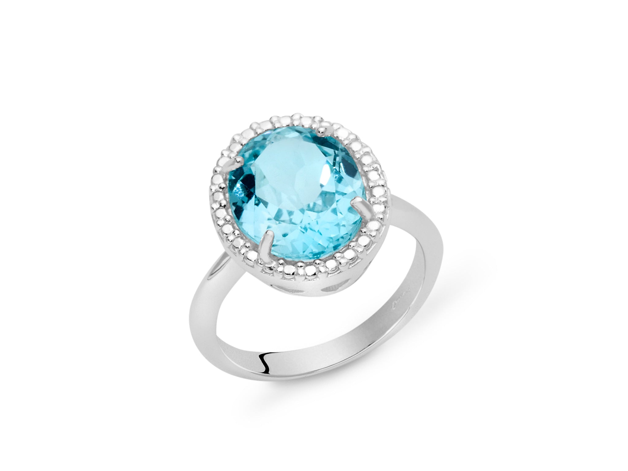 Anello Donna Miluna Argento 925 Topazio Ovale Azzurro Gemma Del Cielo LID3465