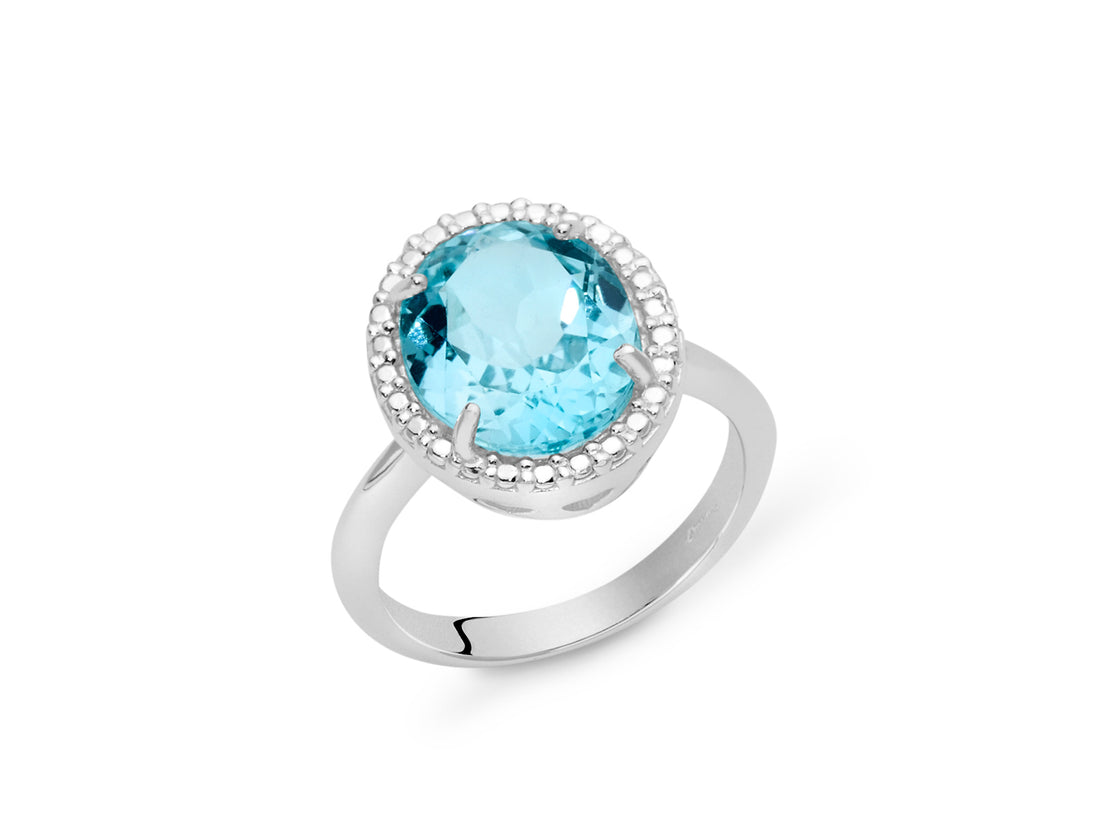 Anello Donna Miluna Argento 925 Topazio Ovale Azzurro Gemma Del Cielo LID3465