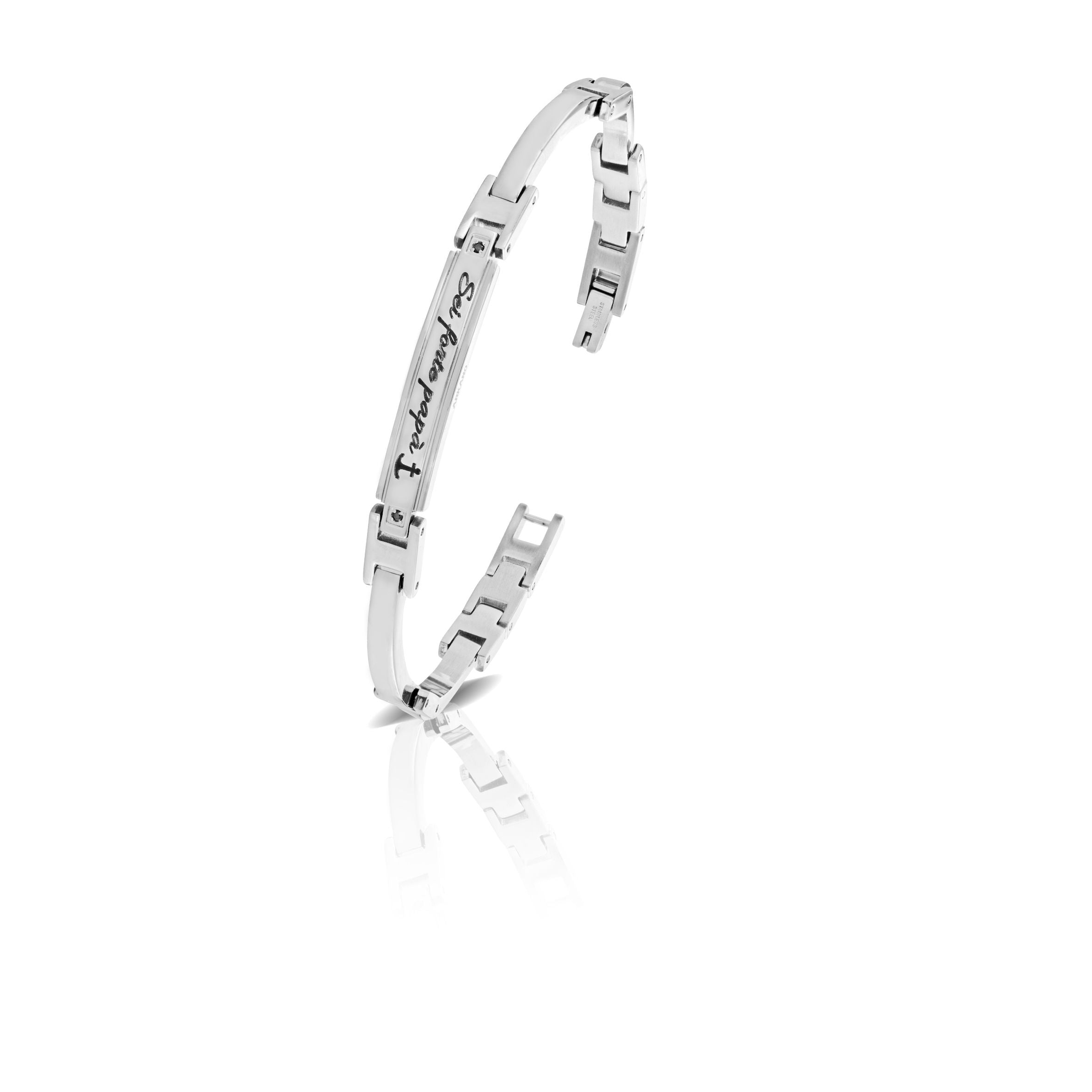 Bracciale Uomo Arkano Semirigido Acciaio Diamanti Neri ABA029NB/1