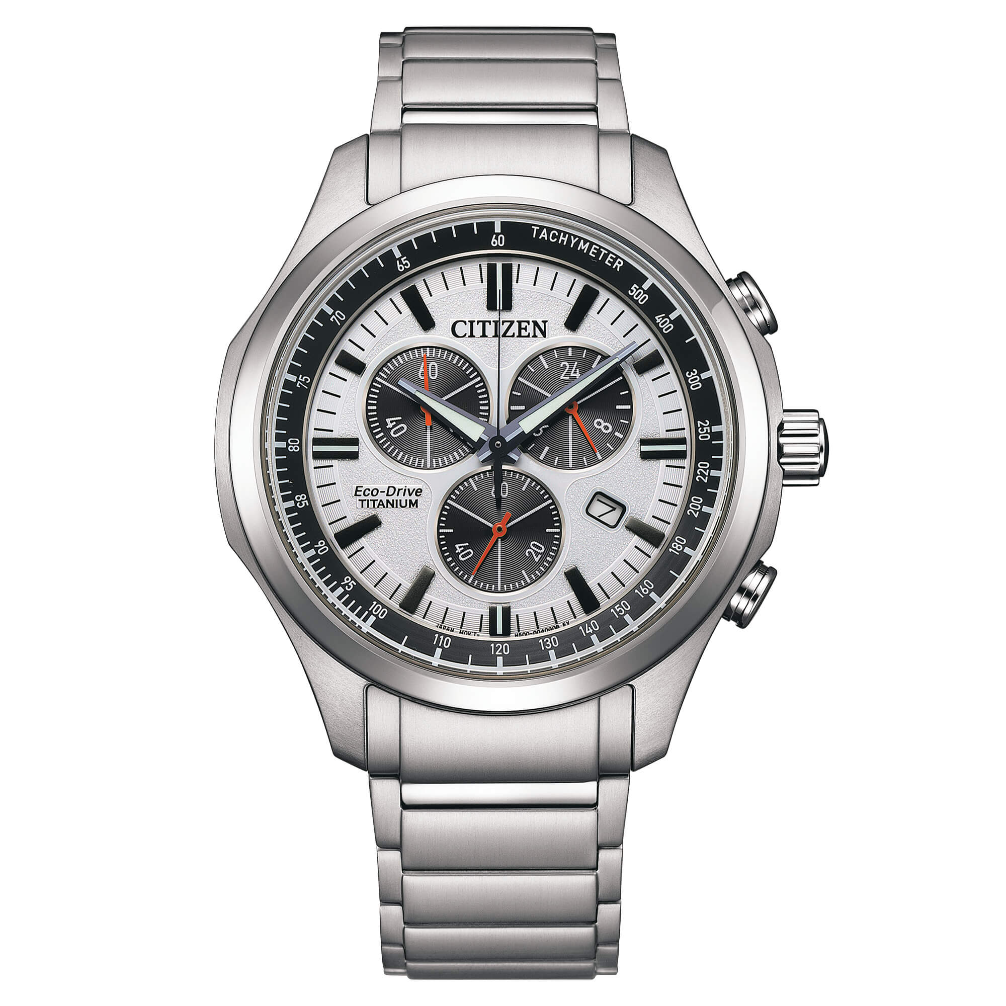 Orologio Uomo Citizen Titanio Eco-Drive Quarzo Cronografo Data Bianco AT2530-85A