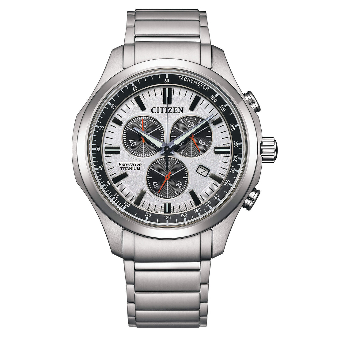 Orologio Uomo Citizen Titanio Eco-Drive Quarzo Cronografo Data Bianco AT2530-85A