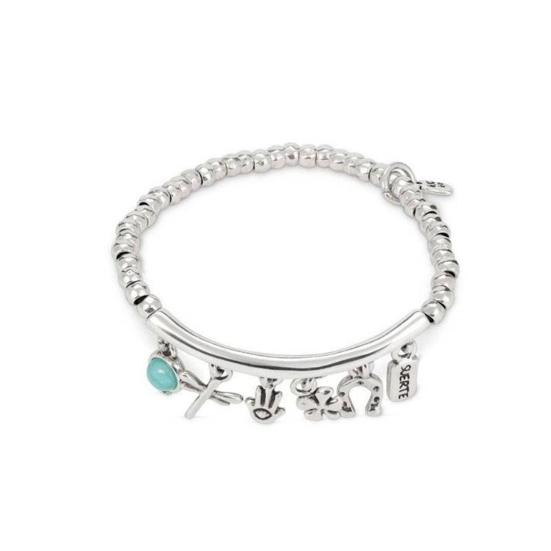 Bracciale Donna Uno De 50 Ciondoli Scaramantici Elastico Argento Zama PUL2199MTL0000M