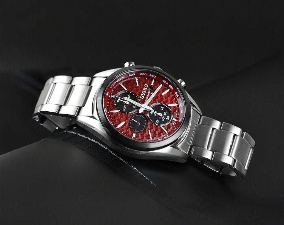 Orologio Uomo Seiko Carica Solare Cronografo Quadrante Rosso SSC771P1