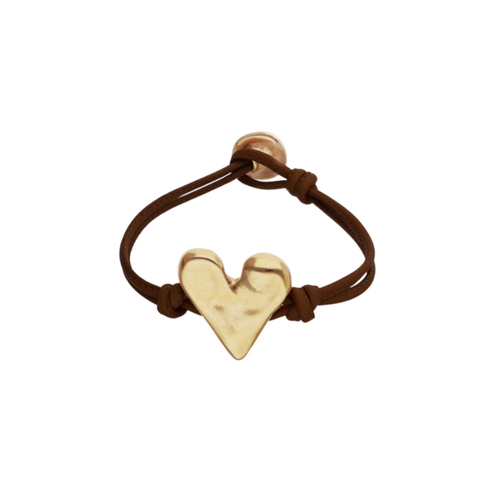 Bracciale Donna Uno De 50 Pelle Marrone Dettaglio Cuore Placcato Oro 18 Kt PUL2638MARORO0M