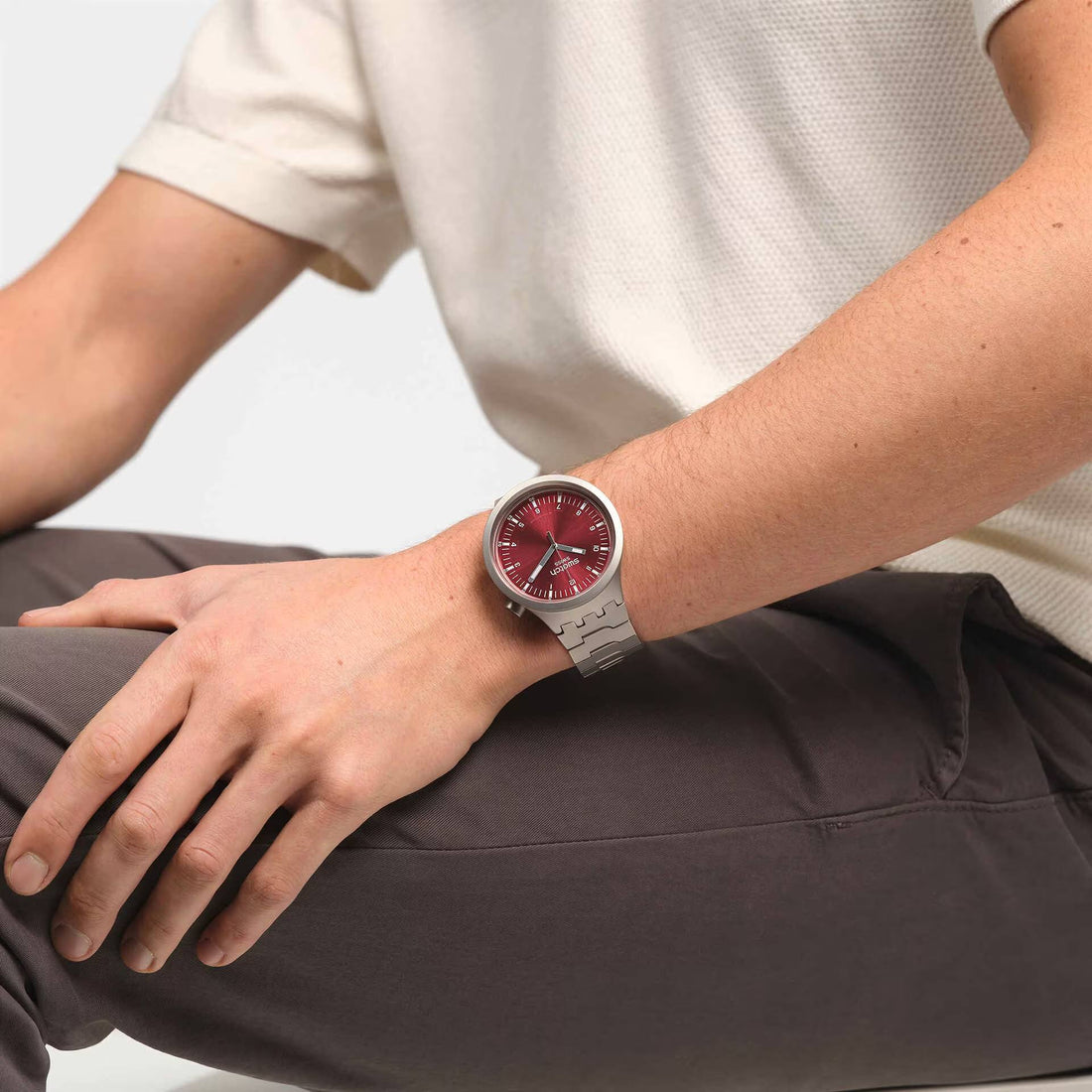 Orologio Unisex Swatch Acciaio Big Bold Scarlet Shimmer Rosso Lucido SB07S104G