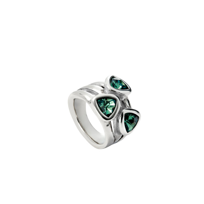 Anello Donna Uno De 50 tre Cristalli Verdi Placcato Argento ANI0849VRDMTL18