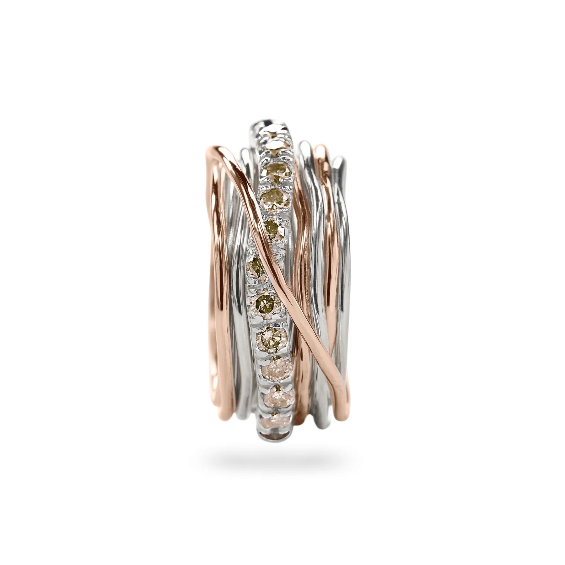 Anello Filo Della Vita Arg 925 Oro Rosa 9 KT 13 Fili Diam. Brown 0.80 CT AN113ARBR