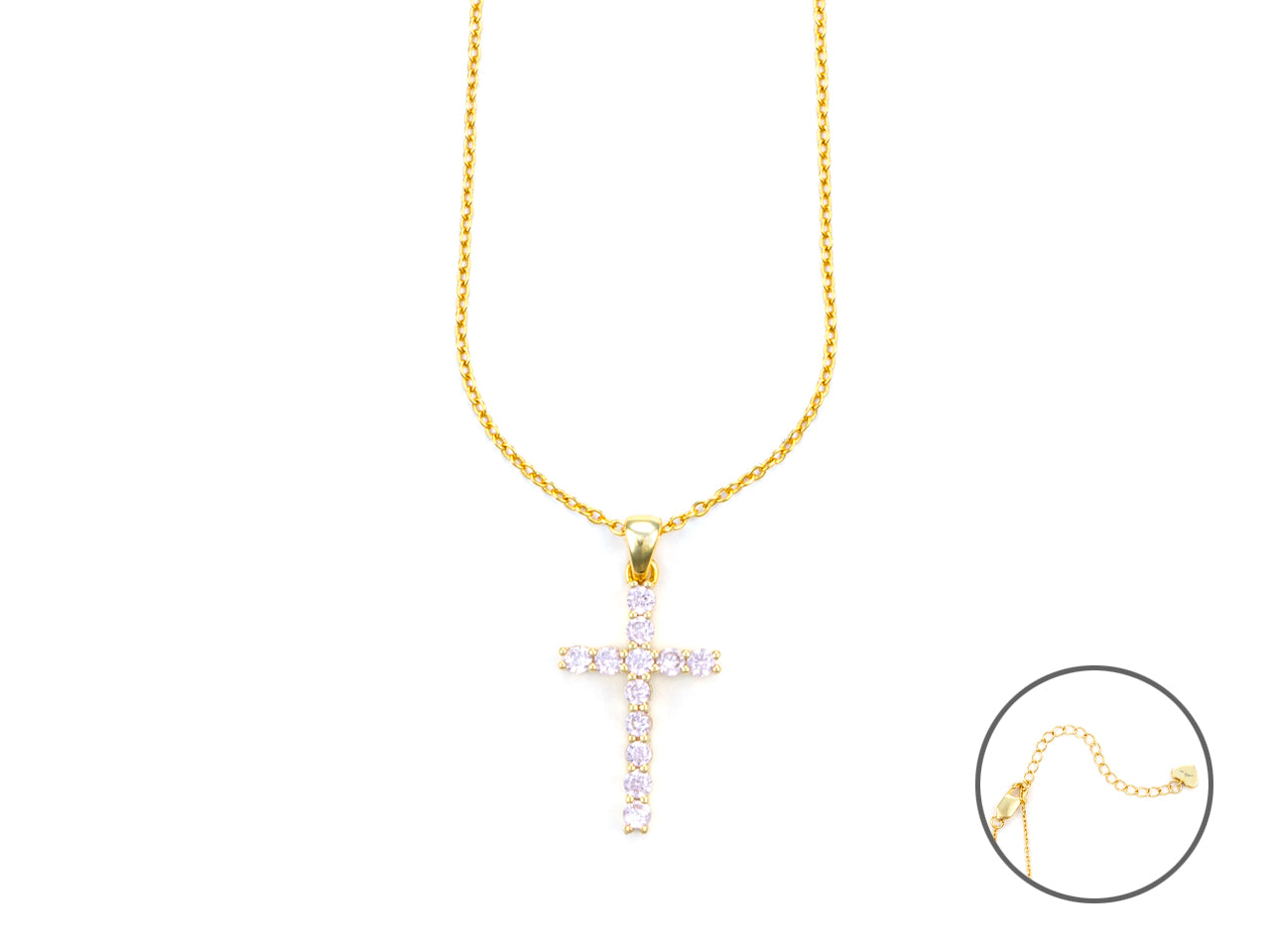 Collana Donna 4US Cesare Paciotti Acciaio Dorato Croce Zirconi Rosa 4UCL5688W