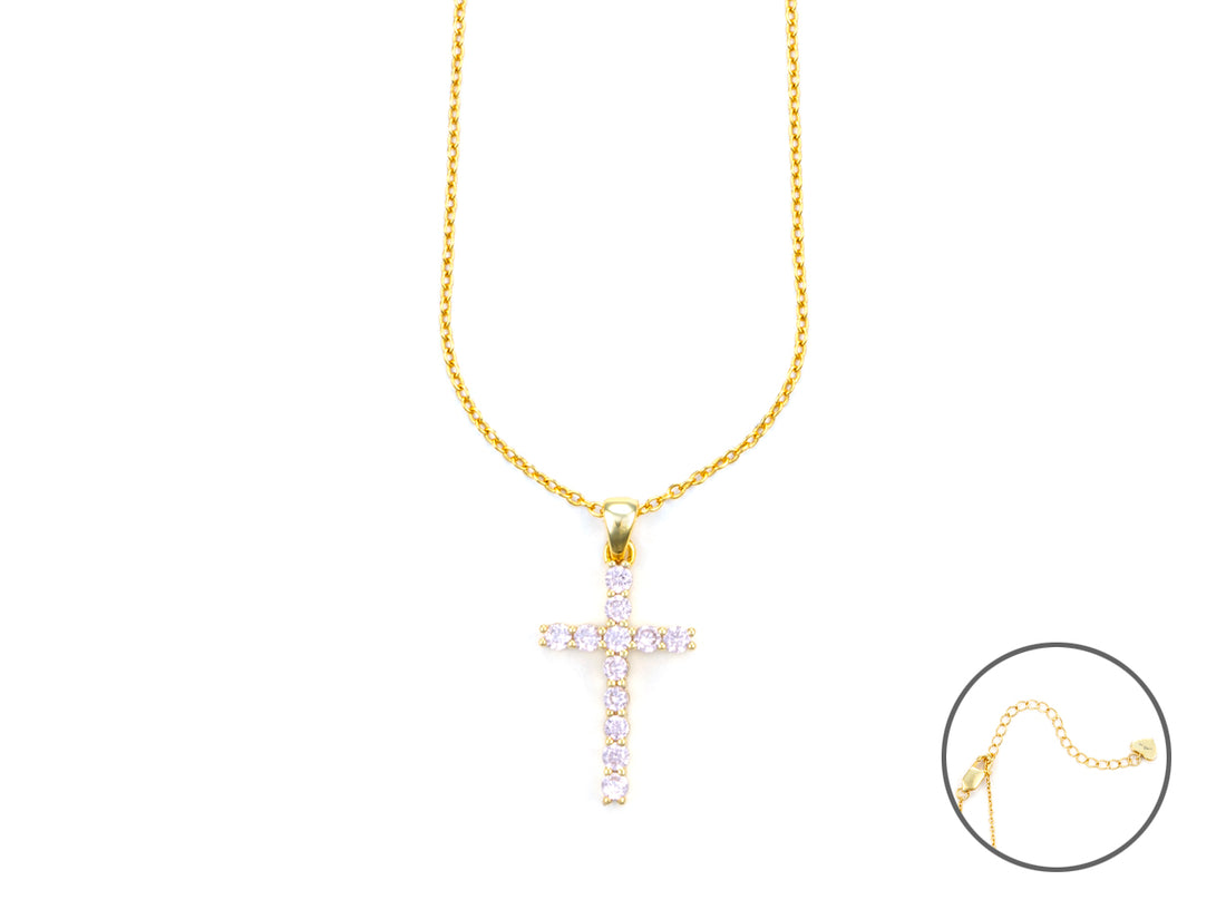 Collana Donna 4US Cesare Paciotti Acciaio Dorato Croce Zirconi Rosa 4UCL5688W