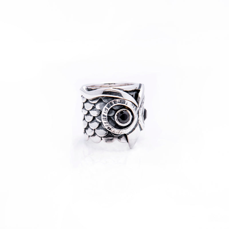 Anello Donna Nemoris Argento 925 Misura 16 Civetta Occhi Pietre Rosse HAS01 Granati