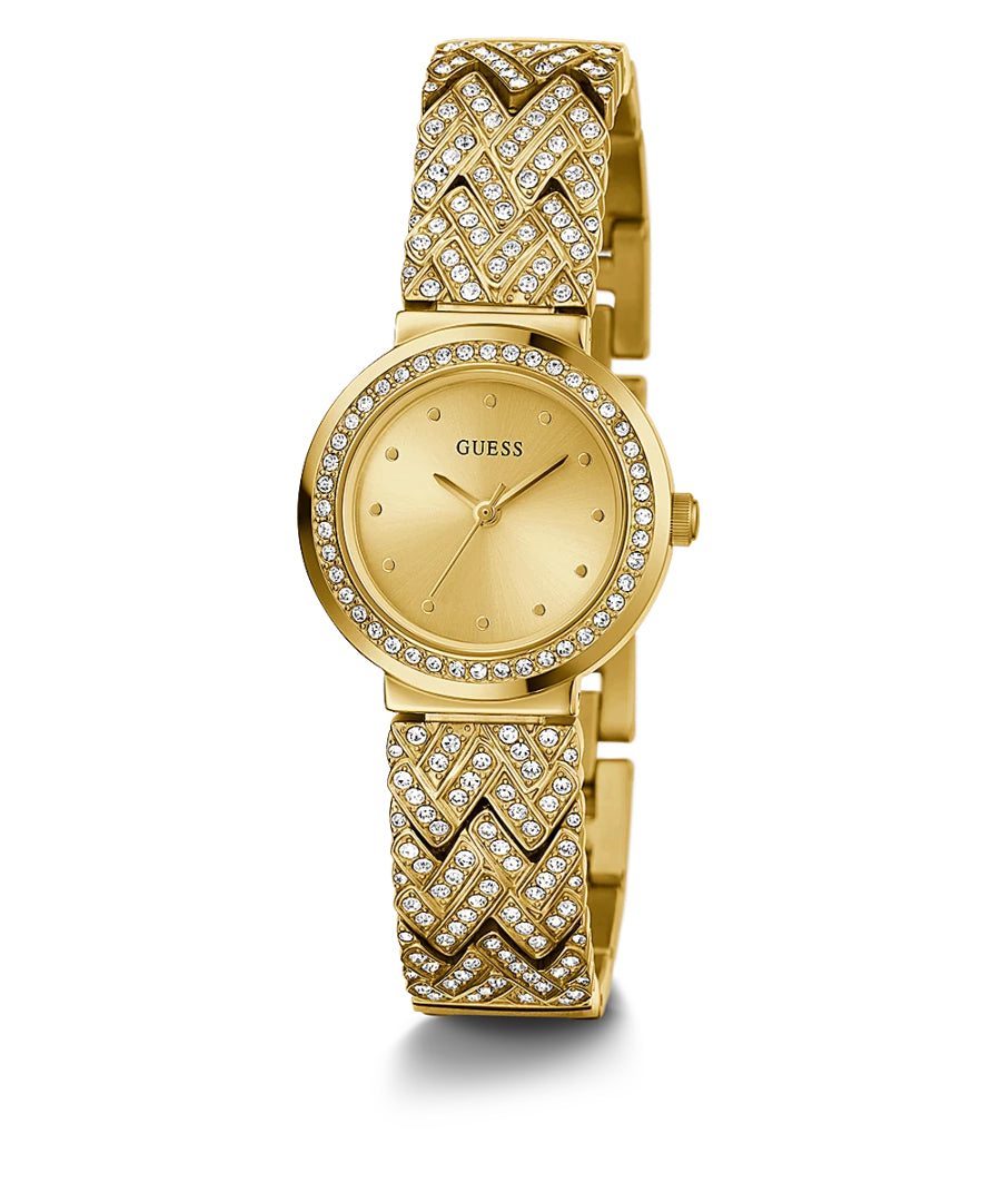 Orologio Donna Guess Quarzo Solo Tempo Zirconi Acciaio Dorato GW0476L2