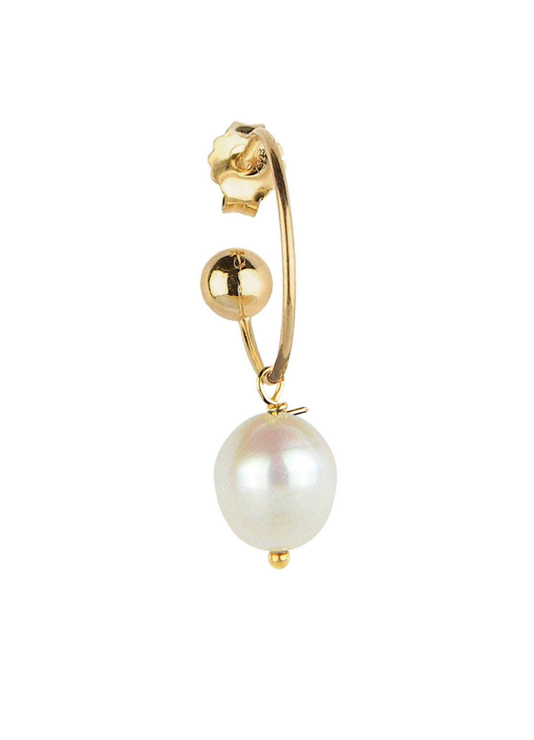 Orecchino Singolo Donna Argento Dorato 925 Con Pietra Naturale Perla OR.85