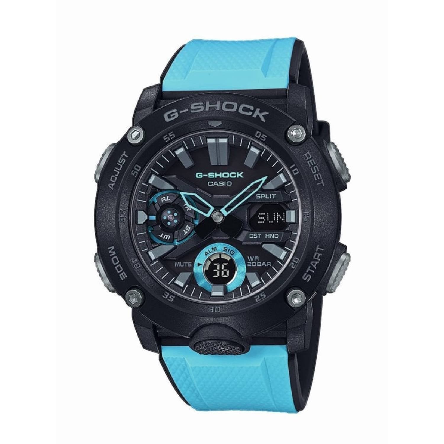 Orologio Uomo Casio G-SHOCK GA-2000-1A2ER Digitale Analogico Blu Nero Gomma