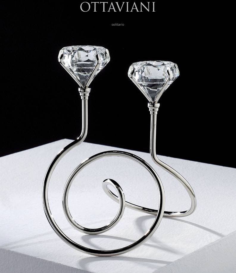 Candeliere Ottaviani Acciaio Lucido 2 Fiamme Effetto Diamante 77006