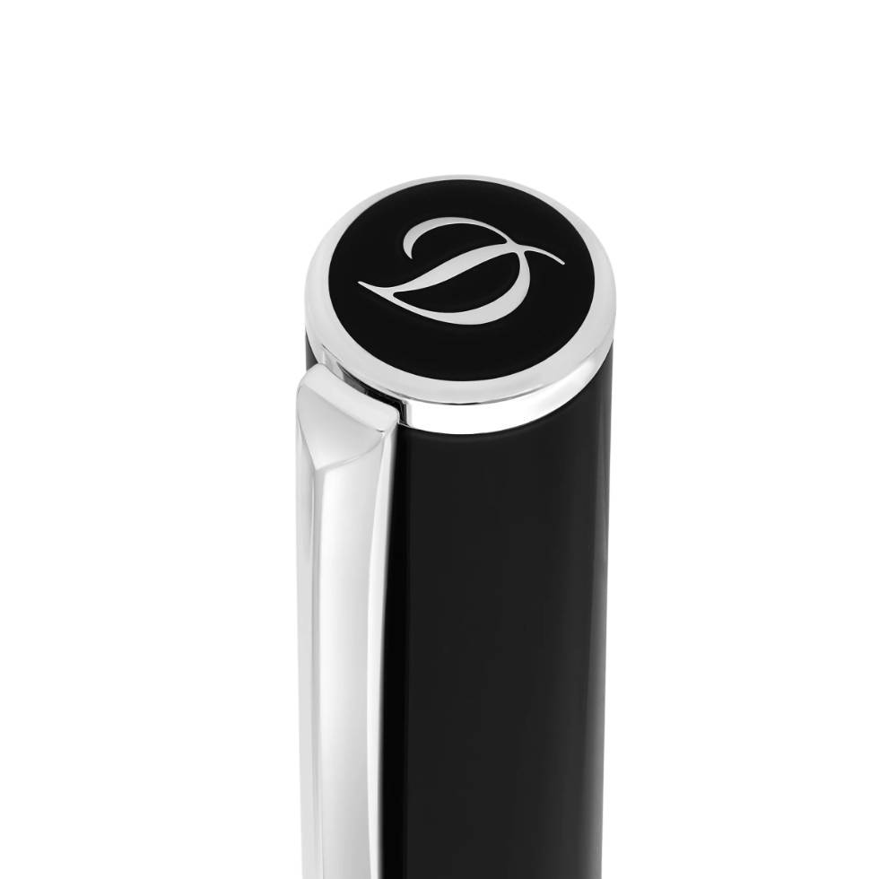 Penna Uomo Dupont Initial Piuma Lucida Acciaio Lacca Nero 270200