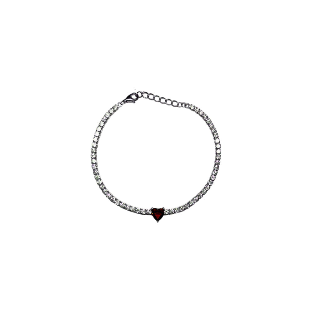 Bracciale Donna Re Mida Tennis Argento 925 Zirconi Cuore Rosso Br Djv 23