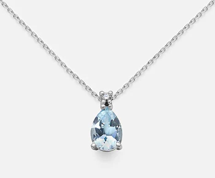 Collana Donna Mikiko Oro 18 Kt e acquamarina Goggia con Diamanti