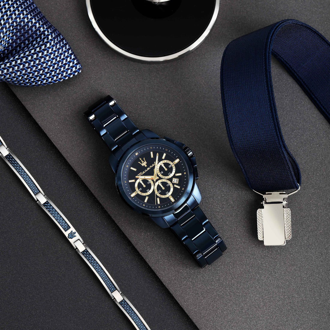 Special Box Orologio Bracciale Uomo Maserati Acciaio Blu PVD Dorato R8873621042