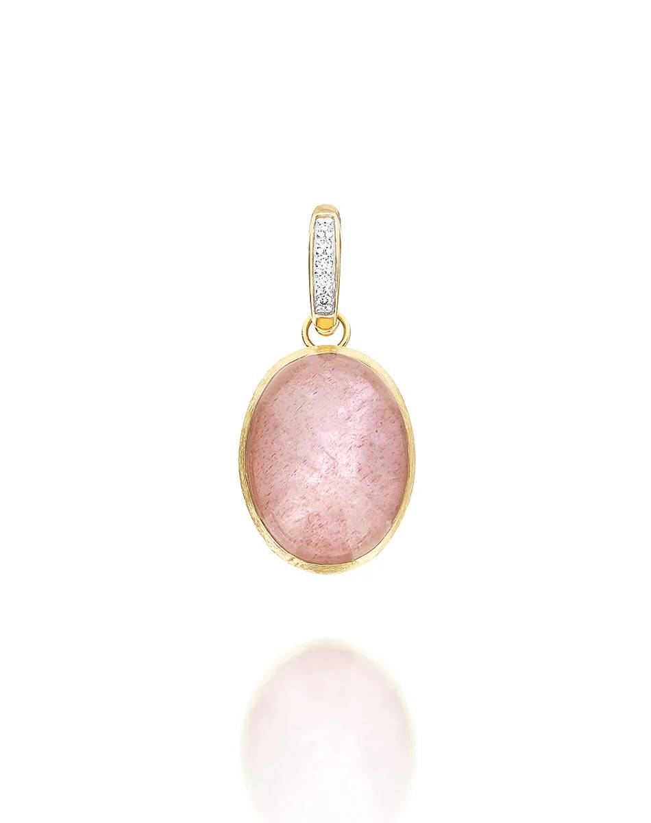 Ciondolo Donna Nanis Oro Giallo 18 KT Diamanti e Quarzo fragola e madreperla PS7-609
