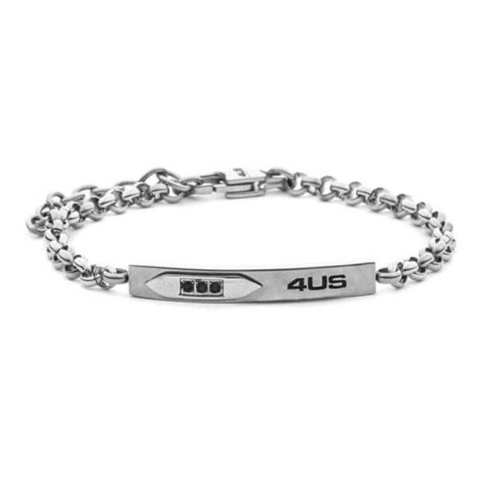 Bracciale Uomo 4US Cesare Paciotti Acciaio Nero Zirconi Neri 4UBR8671