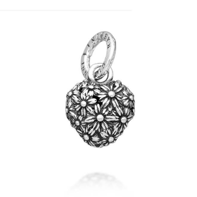 Charm Donna Giovanni Raspini Argento 925 Cuore Margherite Realizzato A Mano 11613