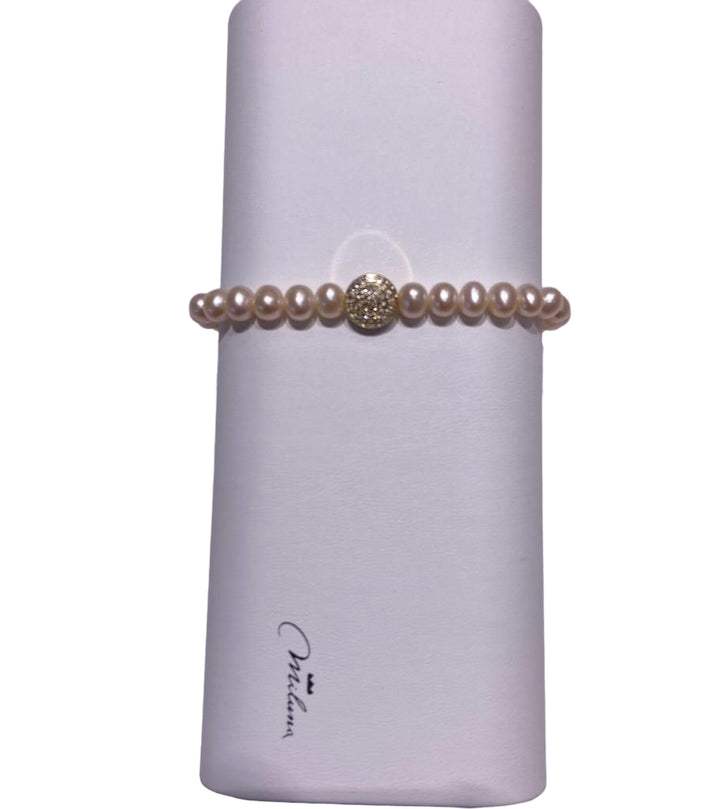 Bracciale Donna Miluna Argento 925 Miss Italia Perle Bianche sfera zirconata PBR3500G-TPZ