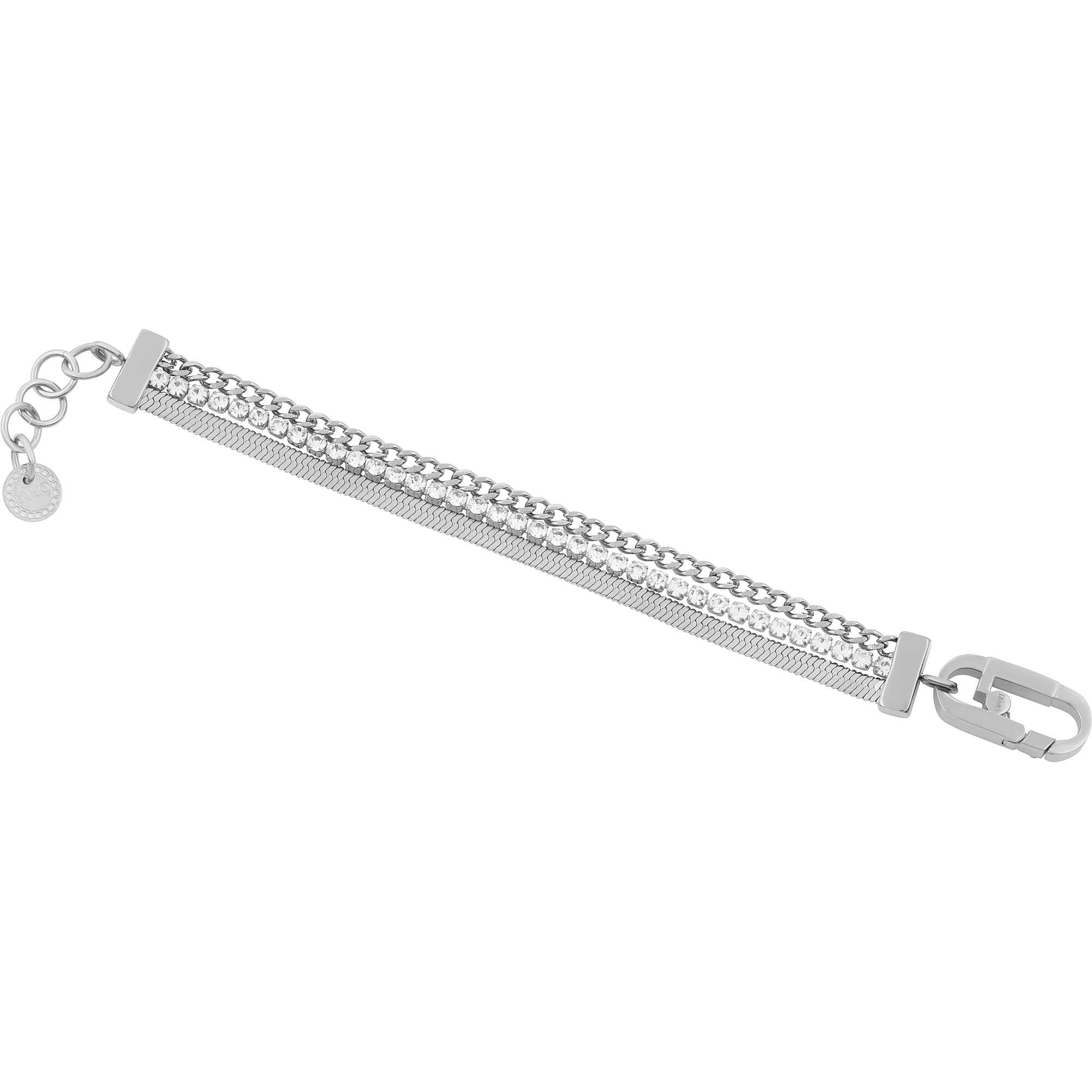 Bracciale Donna Liu Jo Acciaio Tre Fili Piattina Groumette Tennis Sparkly LJ1968