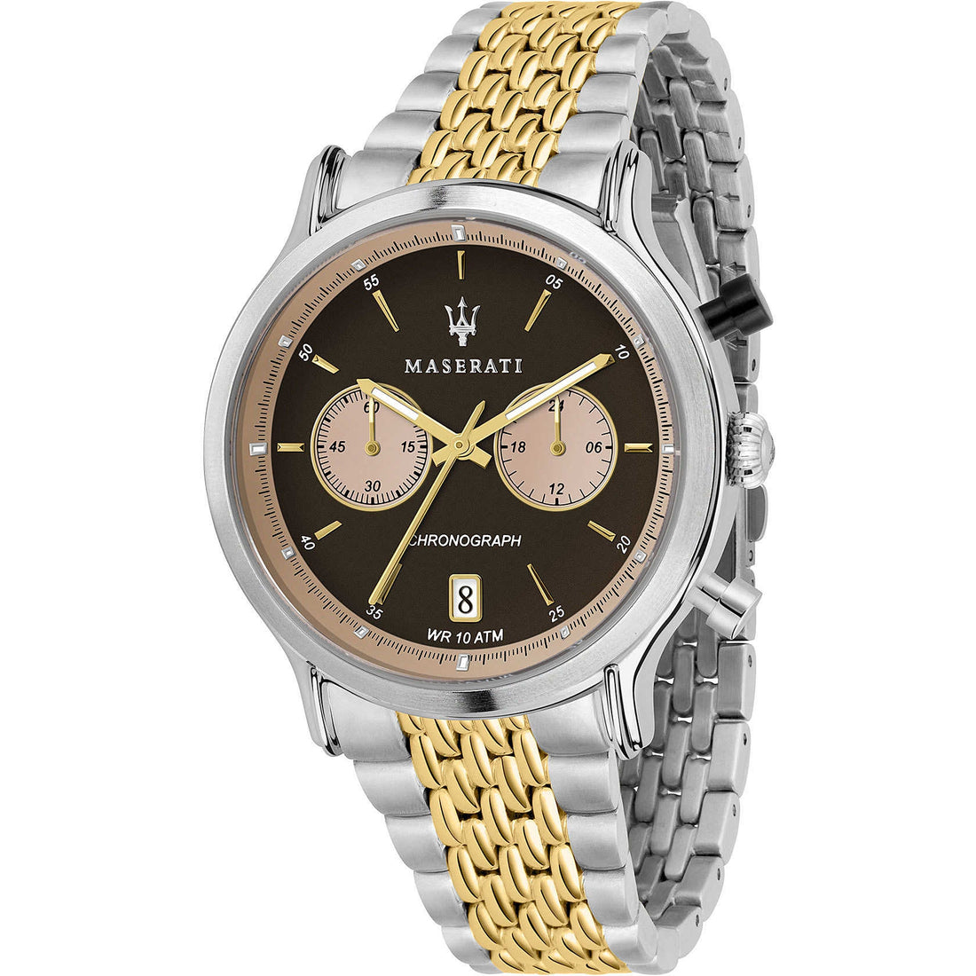 Orologio Uomo Acciaio Maserati Cronografo Legend Data Dorato Marrone R8873638003