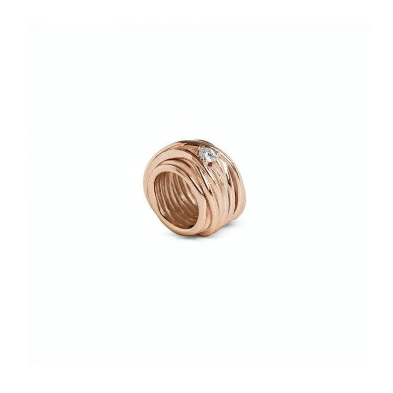 Anello Filo Della Vita Mini Collection 13 Fili Oro Rosa 9kt Diamante Bianco AN1005RBT