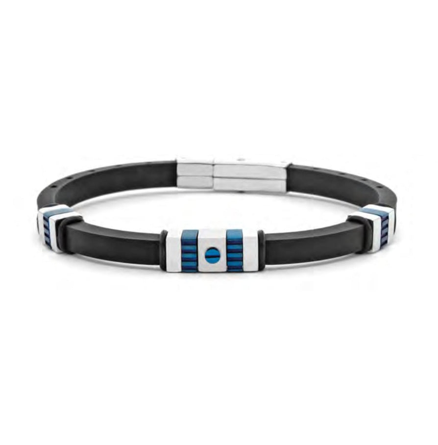 Bracciale Uomo acciaio 4US Cesare Paciotti con Caucciu nero acciaio 4UBR7973