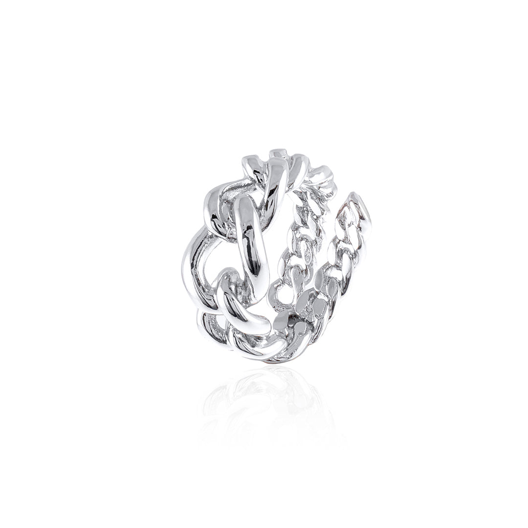 Anello Donna Unoaerre Regolabile Groumette Bronzo Lucido Fascia Argentata 491822