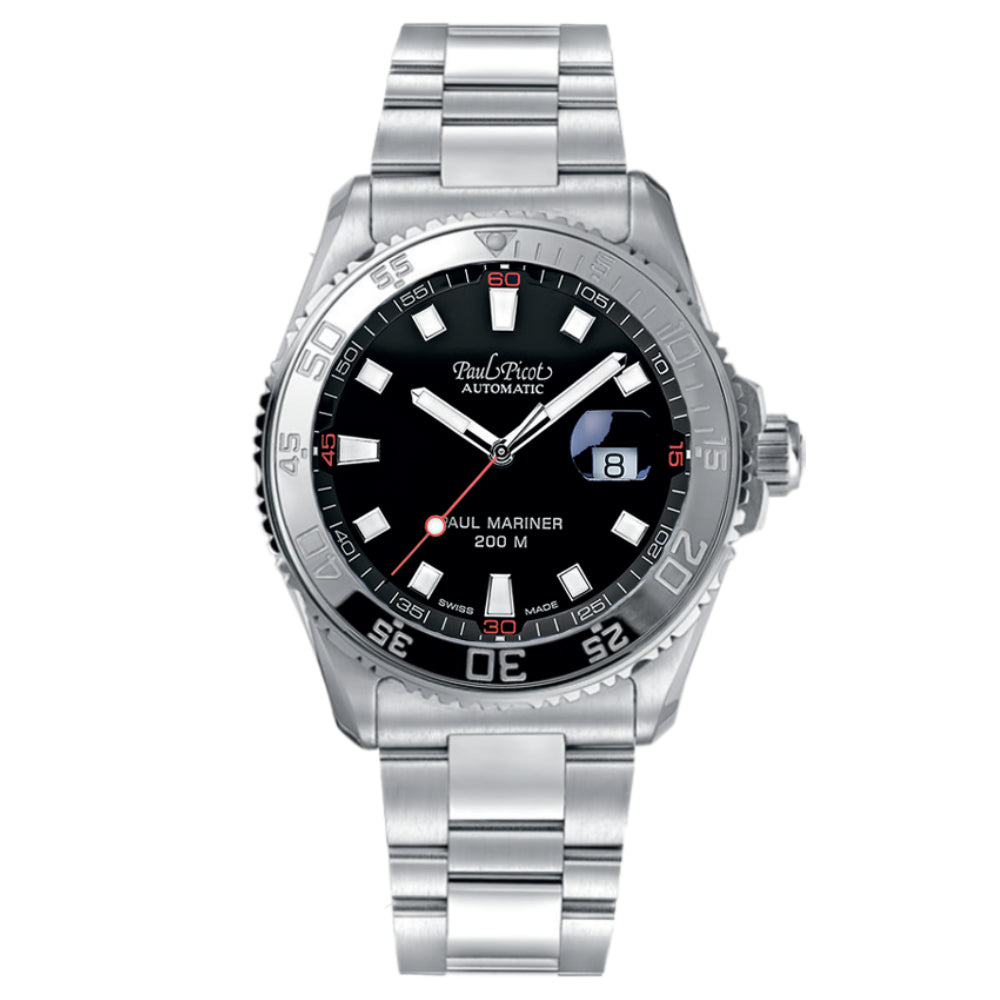 Orologio Uomo Paul Picot Automatico Paul Mariner 3 Nero Acciaio 200 M 4351S