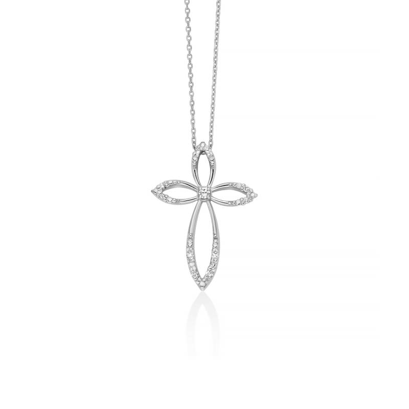 Collana Donna Miluna Oro Bianco 9 Kt Diamanti Bianchi Croce CLD5487X