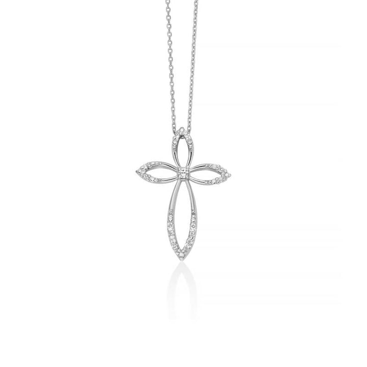 Collana Donna Miluna Oro Bianco 9 Kt Diamanti Bianchi Croce CLD5487X