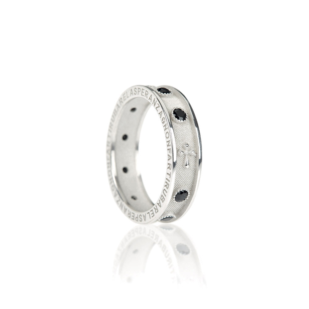 Anello Sacro Non Farti Rubare La Speranza Argento Zirconi Neri AGI103/A-AZN