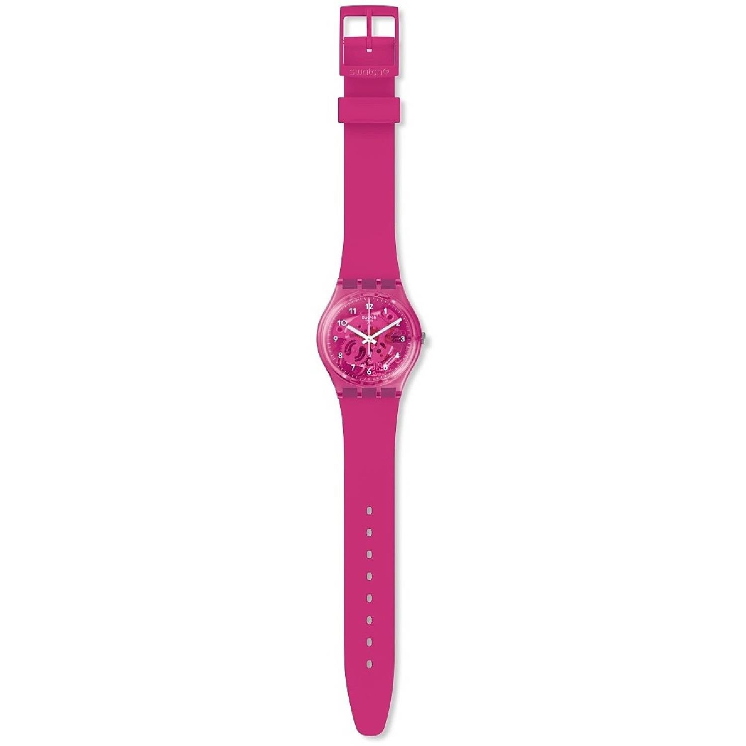 Orologio Donna Gomma Silicone Swatch Quarzo Solo Tempo Scheletrato Rosa GP166