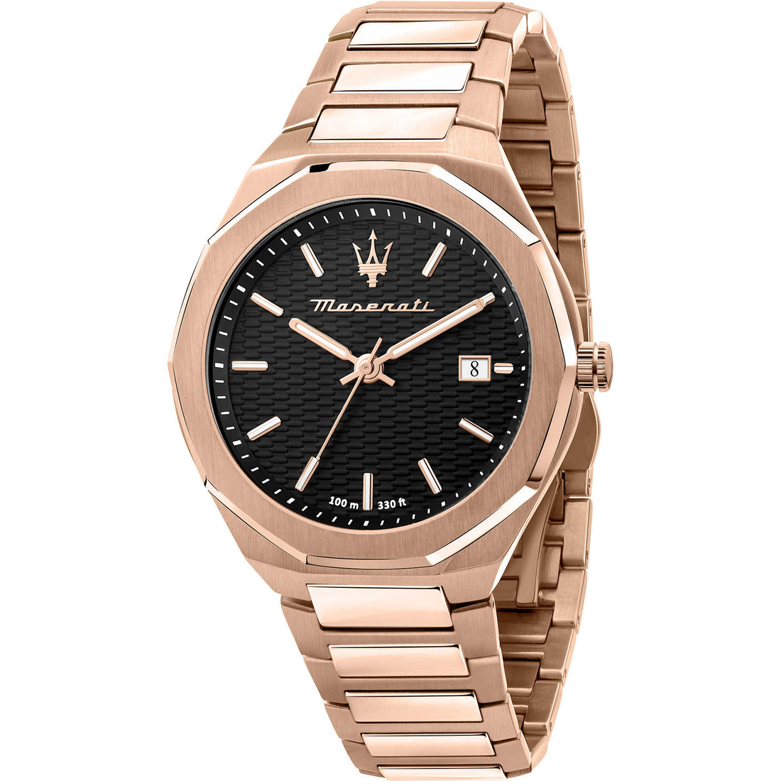 Orologio Maserati Uomo Acciaio Rosè Quarzo Solo Tempo Data Quadrante Nero