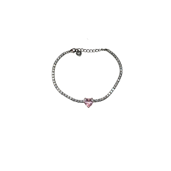 Bracciale Donna Re Mida Tennis Argento 925 Zirconi Cuore Rosa Br Djv 22