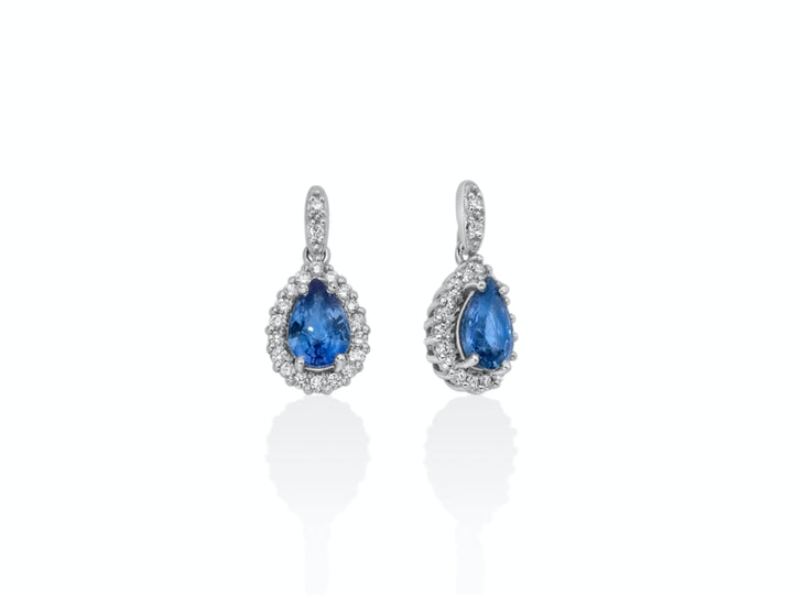 Orecchini Donna Miluna Oro Bianco 18 KT Diamanti e zaffiri ERD2624