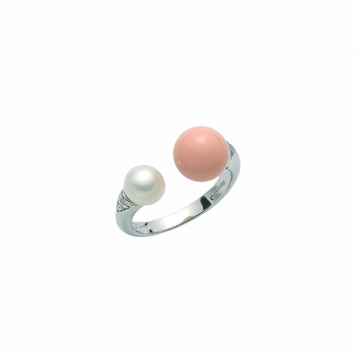 Anello Donna Argento 925 Miluna Pasta Di Corallo Rosa Perla Zirconi PLI1602
