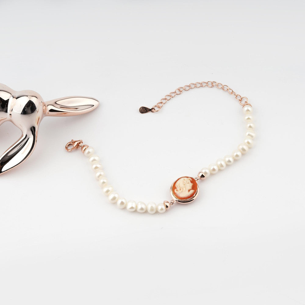 Bracciale Donna Cameo Italiano Argento Rosè 925 Dea Perle B3P-R