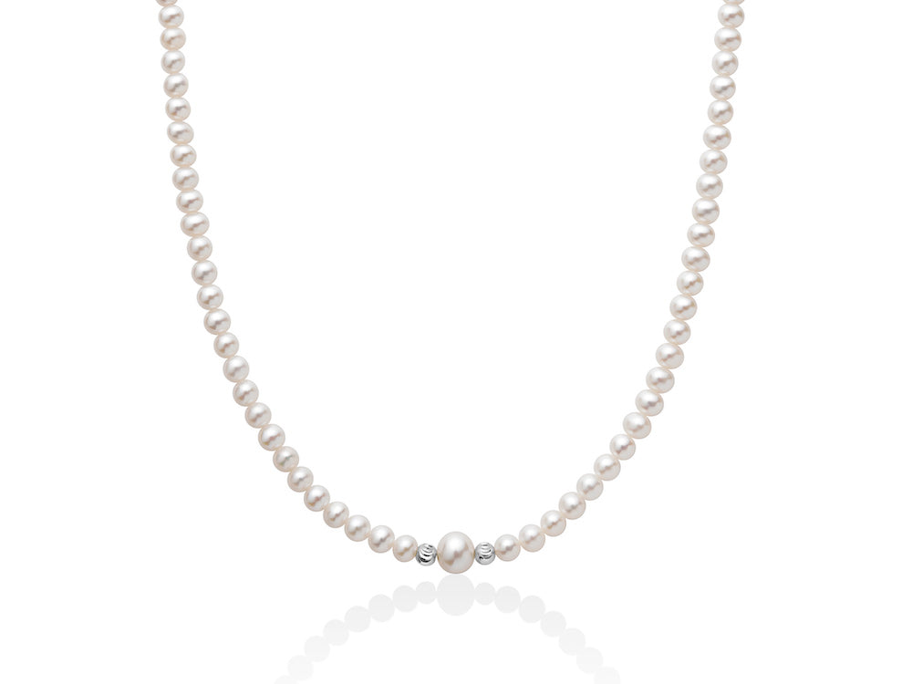 Collana Donna Girocollo Perle Miluna 4-4,5 mm Biglie Oro Bianco 18 KT PCL6316
