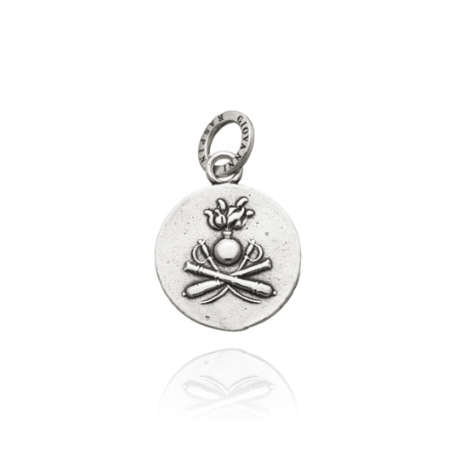 Charm Unisex Giovanni Raspini Argento 925 Medaglia Artiglieri A Cavallo Fatto A Mano 06904